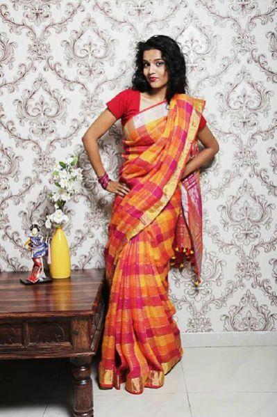 Linen By Linen Silk Sarees With Selver N Goldan Jari