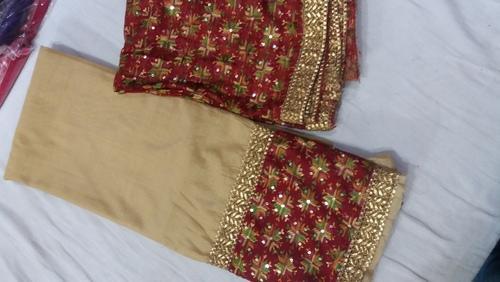 Ladies Unstitched Chanderi Phulkari Suit