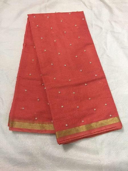 kota cotton sarees with pearl work(KCSPW1)