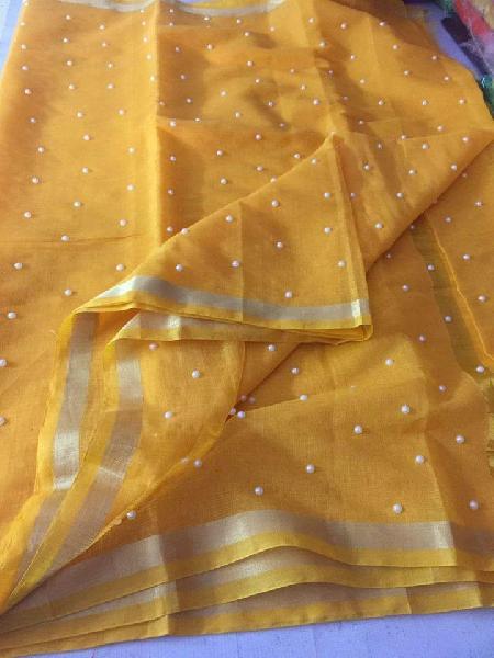 kota cotton sarees with pearls work(KCSPW2)