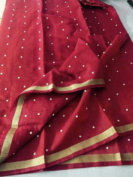 kota cotton sarees with pearls work(KCSPW3)
