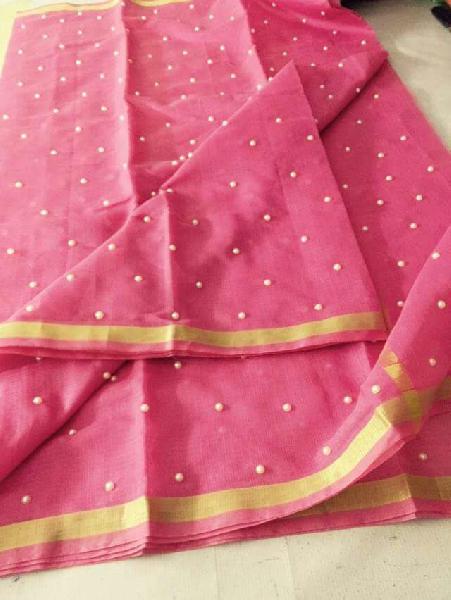 kota cotton sarees with pearls work(KCSPW6)