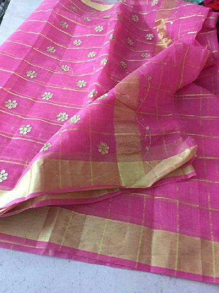 kota cotton sarees with zari checks(KCSZCS2)