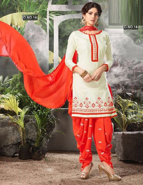 Designer Embroidery Work Cotton Salwar Suit, Gender : Women