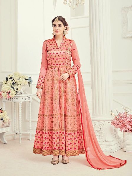 Designer Punjabi Suit, Color : Peach