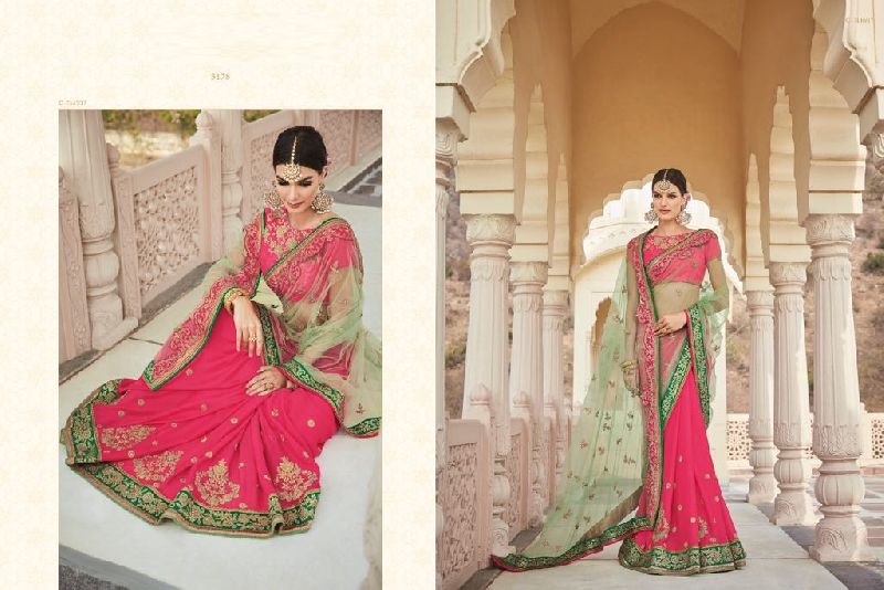 Embroidered Work Designer Net Sarees, Age Group : Adult