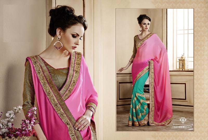 KRIVI DESIGNER GEORGETTE PARTY WEAR BEAUTIFUL SAREE, Technics : EMBROIDERY WORK, Age Group : ADULTS