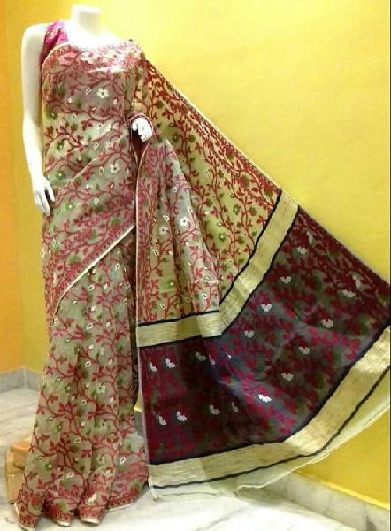 stitched Jamdani Saree