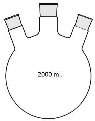 Flask Round Bottom with (three neck) 2000 ml.