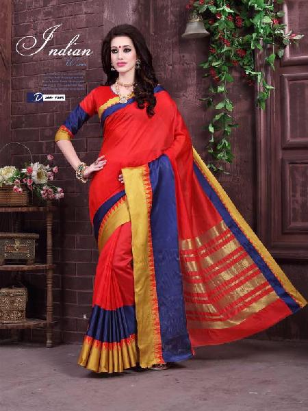 Cotton silk saree include fancy blouse