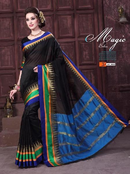 Cotton silk saree with fancy blouse