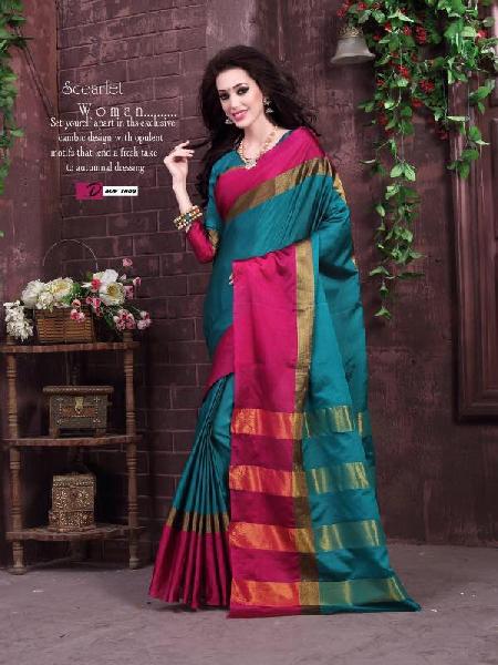 Saree Cotton silk with fancy blouse