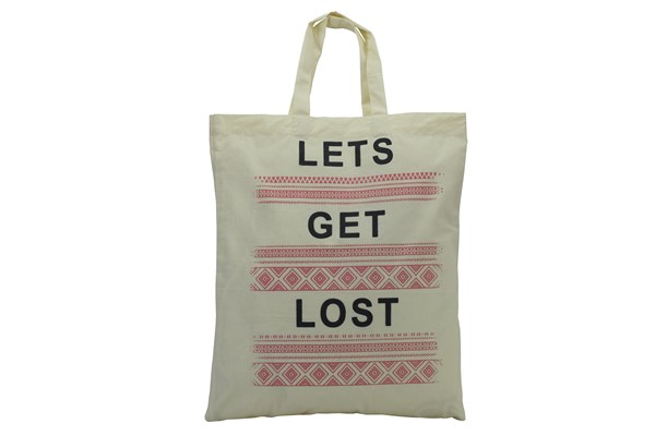 Cotton Lets Get Lost Printed Carry Bag