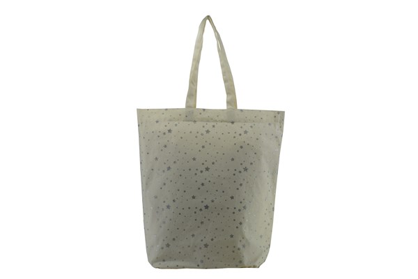 Cotton Long Handle Glitter Printed Carry Bag