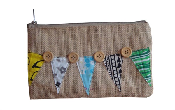 Jute Patchwork Pencil Pouch