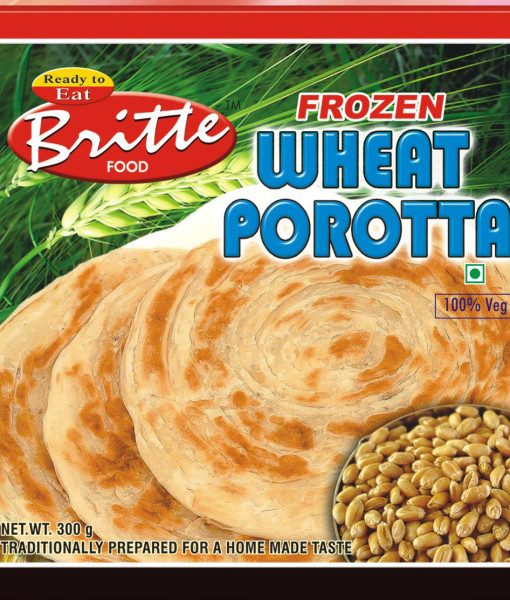 Britte Ready to Eat Frozen Wheat Porotta (100% Veg), 300 gm