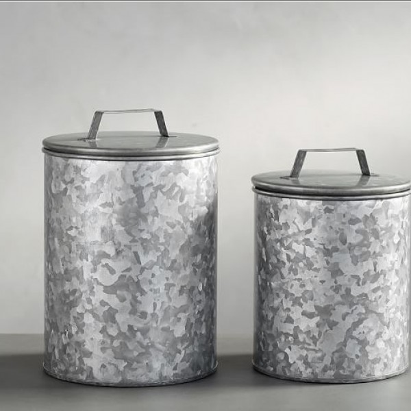 Galvanised Canisters Set of 2