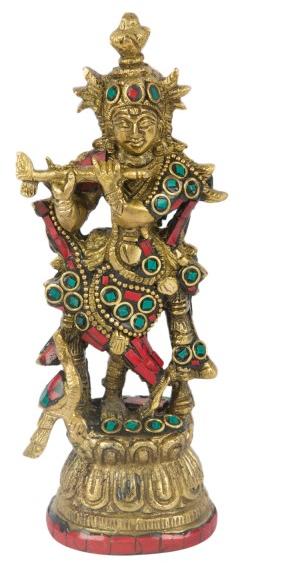 Lord Krishna Flute Brass Statue