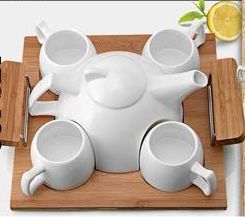 Deco Pride Wood Ceramic Tea Set, Size : 6 pieces