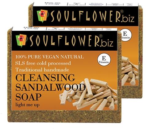 Soulflower Cleansing Sandalwood Soap Set of 2