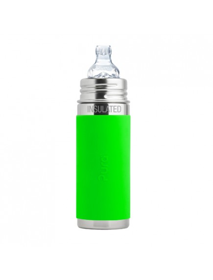 Kiki 9oz Green Sleeve Vaccum Insulated Sippy Cup Feeding Bottle