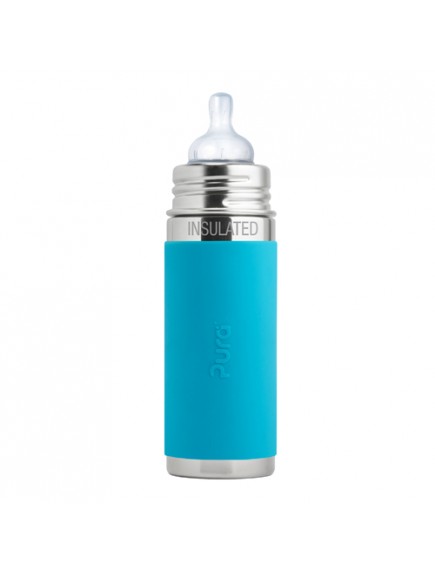 Pura Kiki 9oz Aqua Sleeve Vaccum Insulated Infant Feeding Bottle