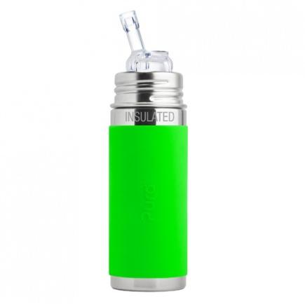 Pura Kiki 9oz Green Sleeve Straw Vaccum Insulated Bottle