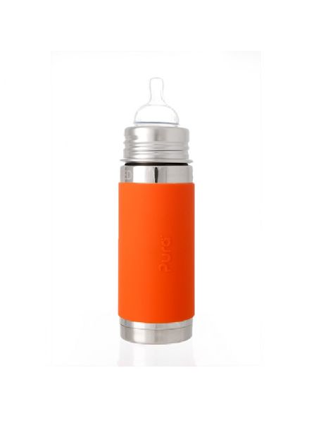 Pura Kiki 9oz Orange Sleeve Vaccum Insulated Infant Feeding Bottle