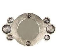 Aluminum Silver Table Mirror With Smoked Beads
