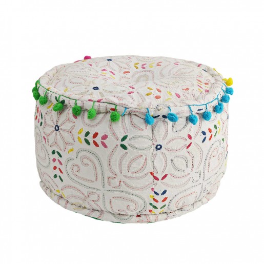 Cotton Pouffe: White