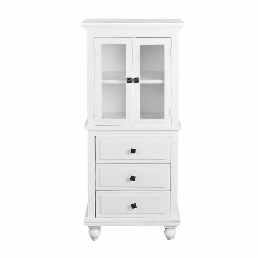 Display Cabinet with 3 Drawers: White