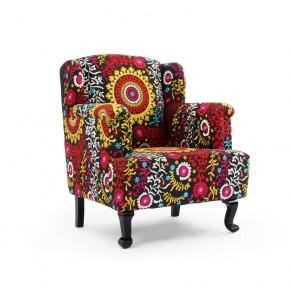 Pu Polyfoam Embroidered Black Wing Chair, Color : Multicolor