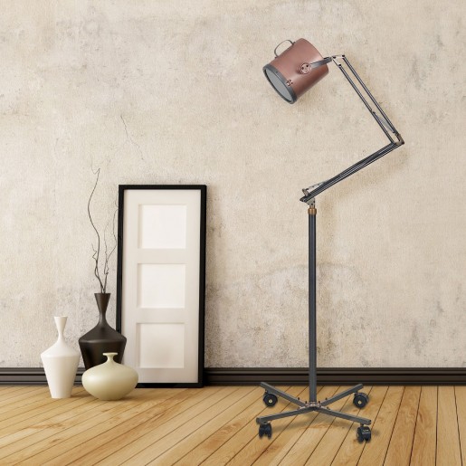 Brass Floor Task Lamp, Color : Grey