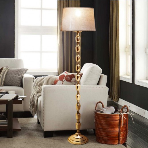 Gold Floor Lamp, Color : Shiny Brass/offwhite shade