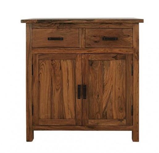 Natural Finish Cabinet with 2 Drawers, Color : Brown