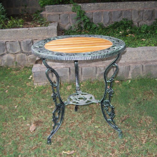 Round Cast Iron & Wood Table