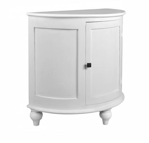 Semi Circle Side Cabinet: White Wash Finish