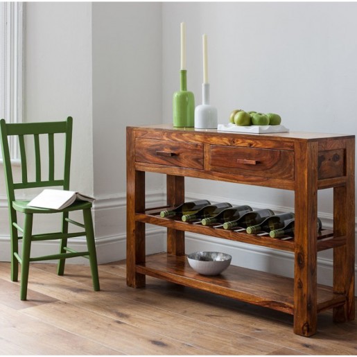 Sheesham Wood Console Table With Drawers