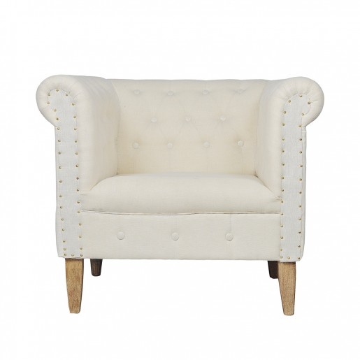 Cotton Blended Fabric Square Back Armchair