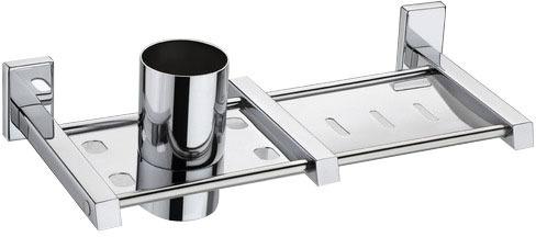 Stainless Steel Bathroom Soap Dish with Brush Holder