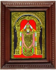 Balaji Tanjore Painting - 8 In x 10 In - Decorative frame