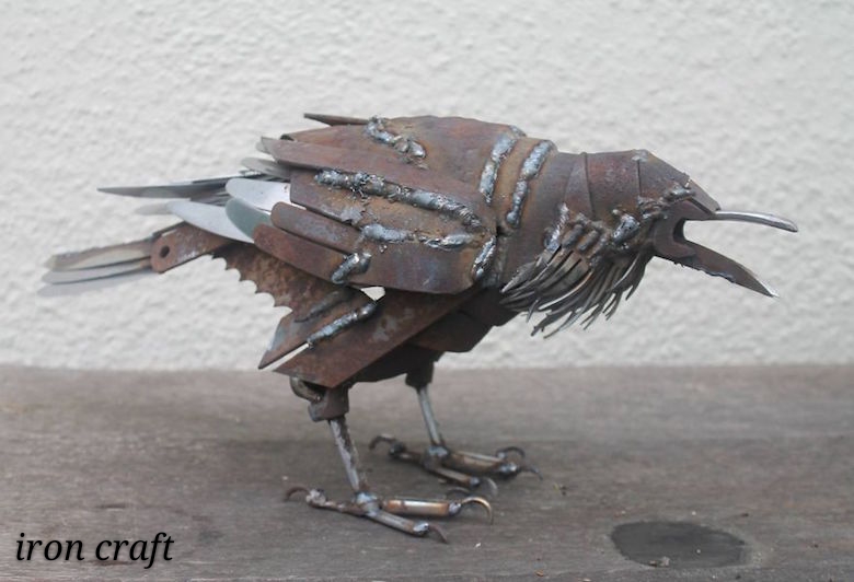 sculpture of crow