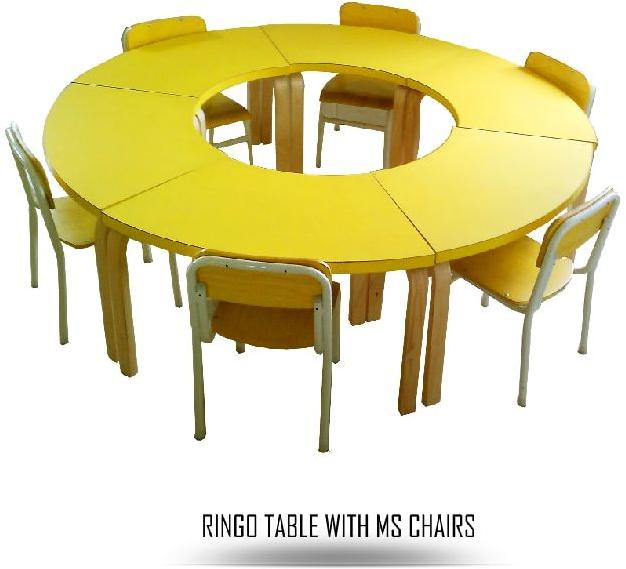 Ringo Table With Mild Steel Chairs, for Hotels, restaurants, Color : Yellow