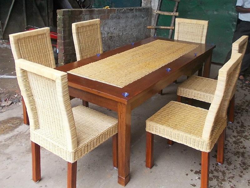 Cane dining table set.