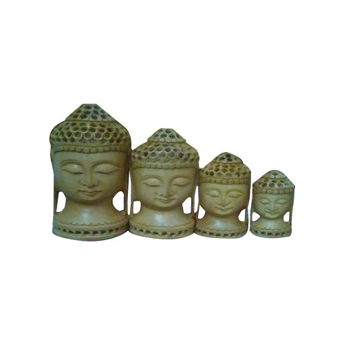 Sandalwood Buddha Head, for Religious, Color : Beige