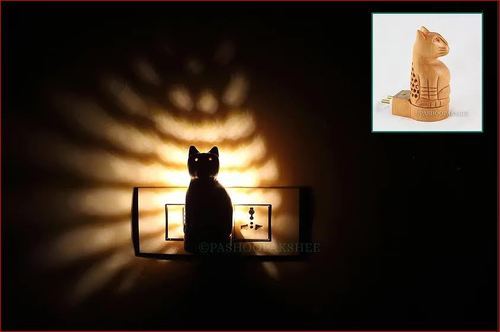 Wooden Cat Shaped Night Lamp