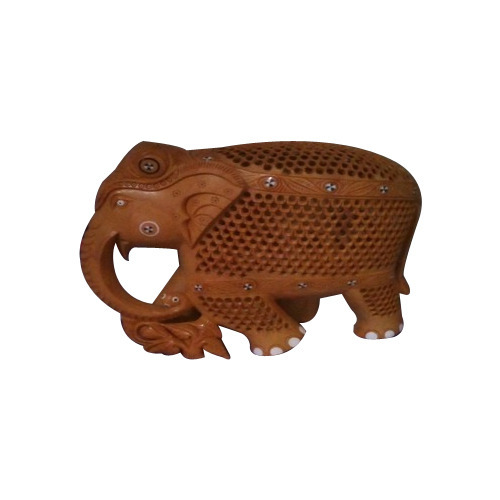 Wooden Jali Boll Elephant Statue, for Decoration, Color : Brown