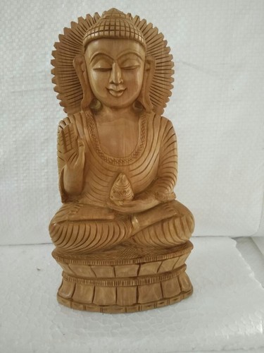 Wooden Light Brown Buddha Statue