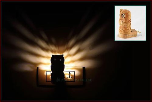 Wooden Owl Shaped Night Lamp