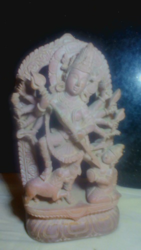 Pink Stone Durga Statue